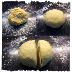Knead the dough gently until smooth then cut off a third of the pastry
